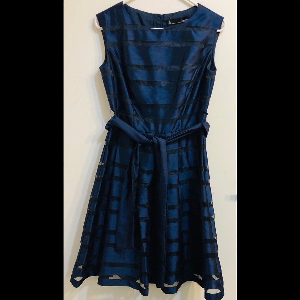 Chetta B Fit and Flare Blue Party Cocktail Dress 8